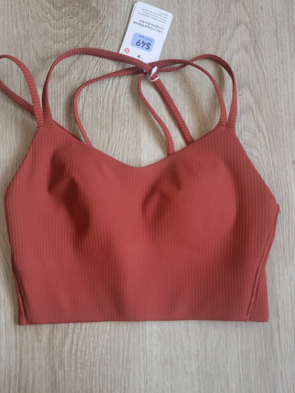 NWT Lululemon Strappy Ribbed Like A Cloud Bra - Size 2
